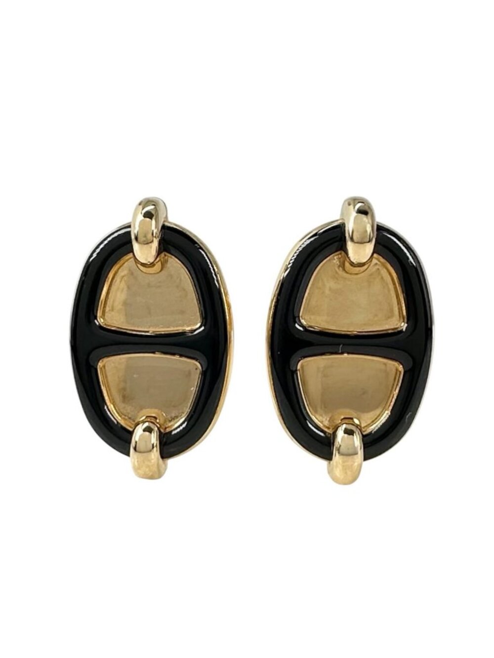 Hermes Mini Maillon Earrings Metal Black